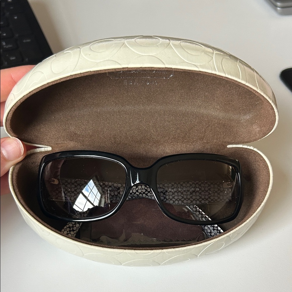 Coach Black Sunglasses with Cream Case